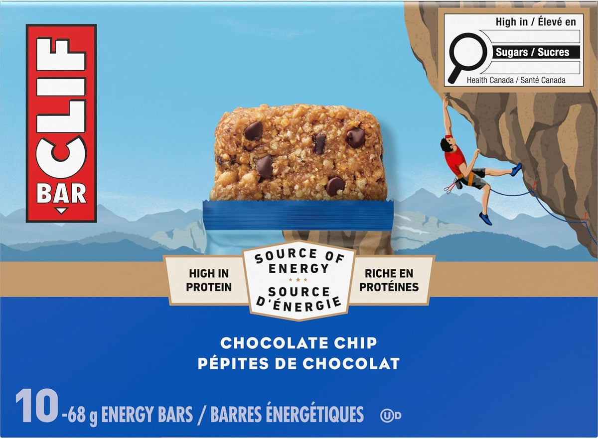 Clif Bar, Energy Bars, Chocolate Chip, High in Protein, 680 g (Pack of 10)