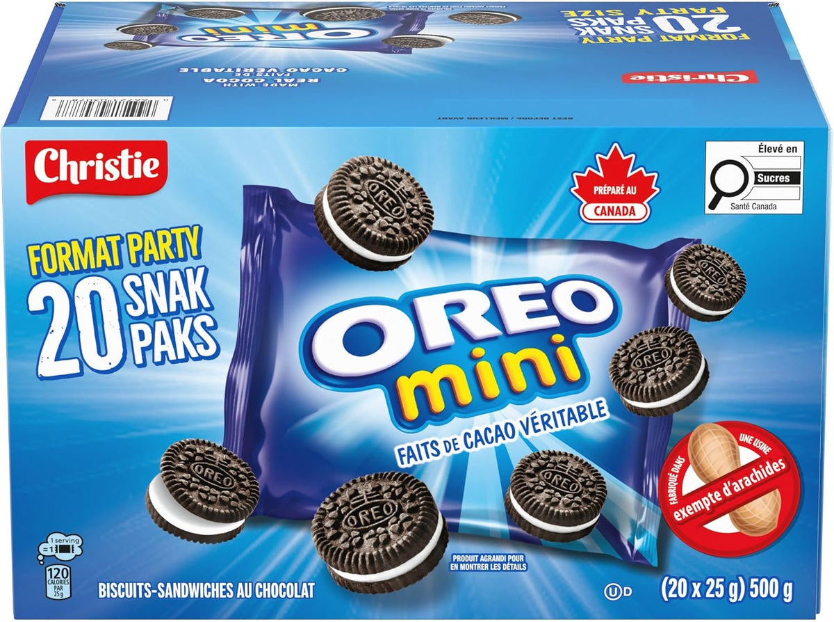 OREO Minis Chocolate Sandwich Cookies, 20 Snack Packs, 500g