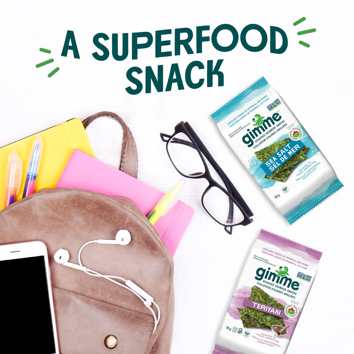 gimMe Organic Roasted Seaweed Sea Salt Favour Snacks 30g Multipack 6 x 5g