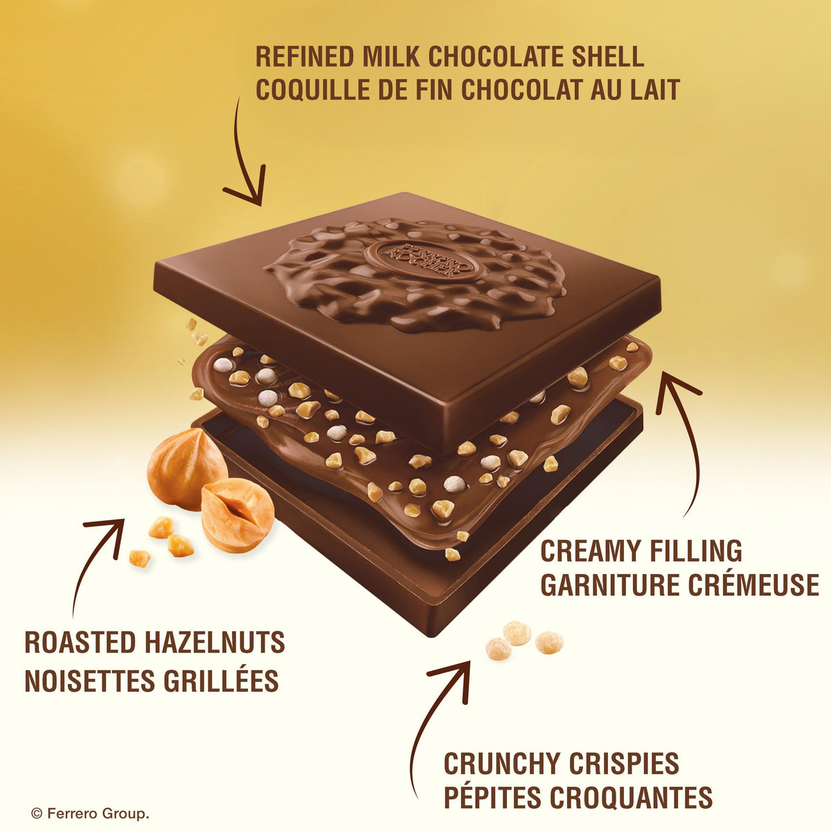 FERRERO ROCHER Assorted Hazelnut chocolate squares - 10-Piece Pack - 105 g