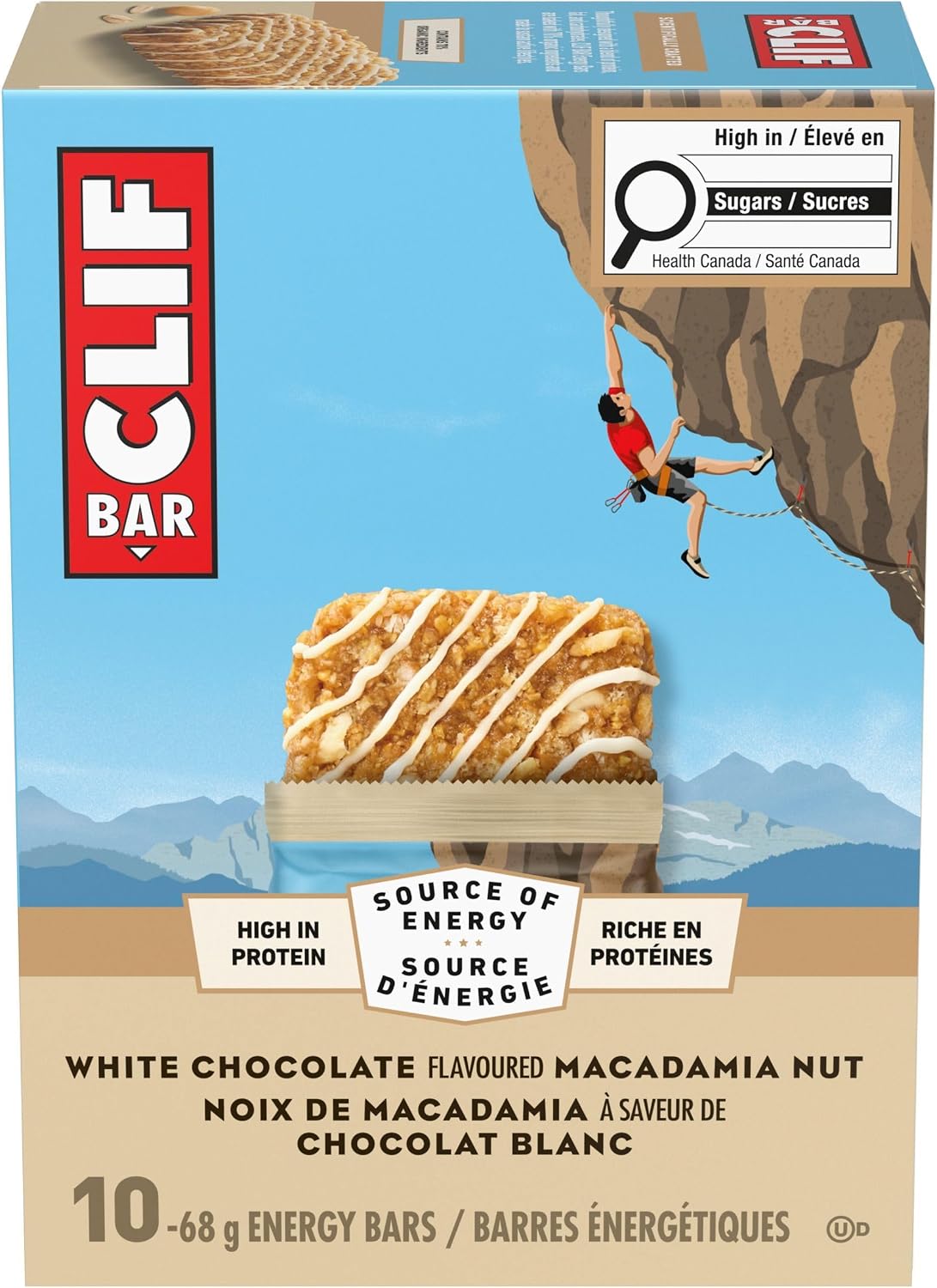 Clif Bar, Energy Bars, White Chocolate Macadamia Nut, 680 g (Pack of 10)