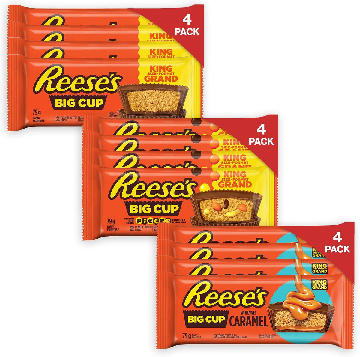 REESE'S Big Cup Assorted Variety Pack, 12 Bars, 948g