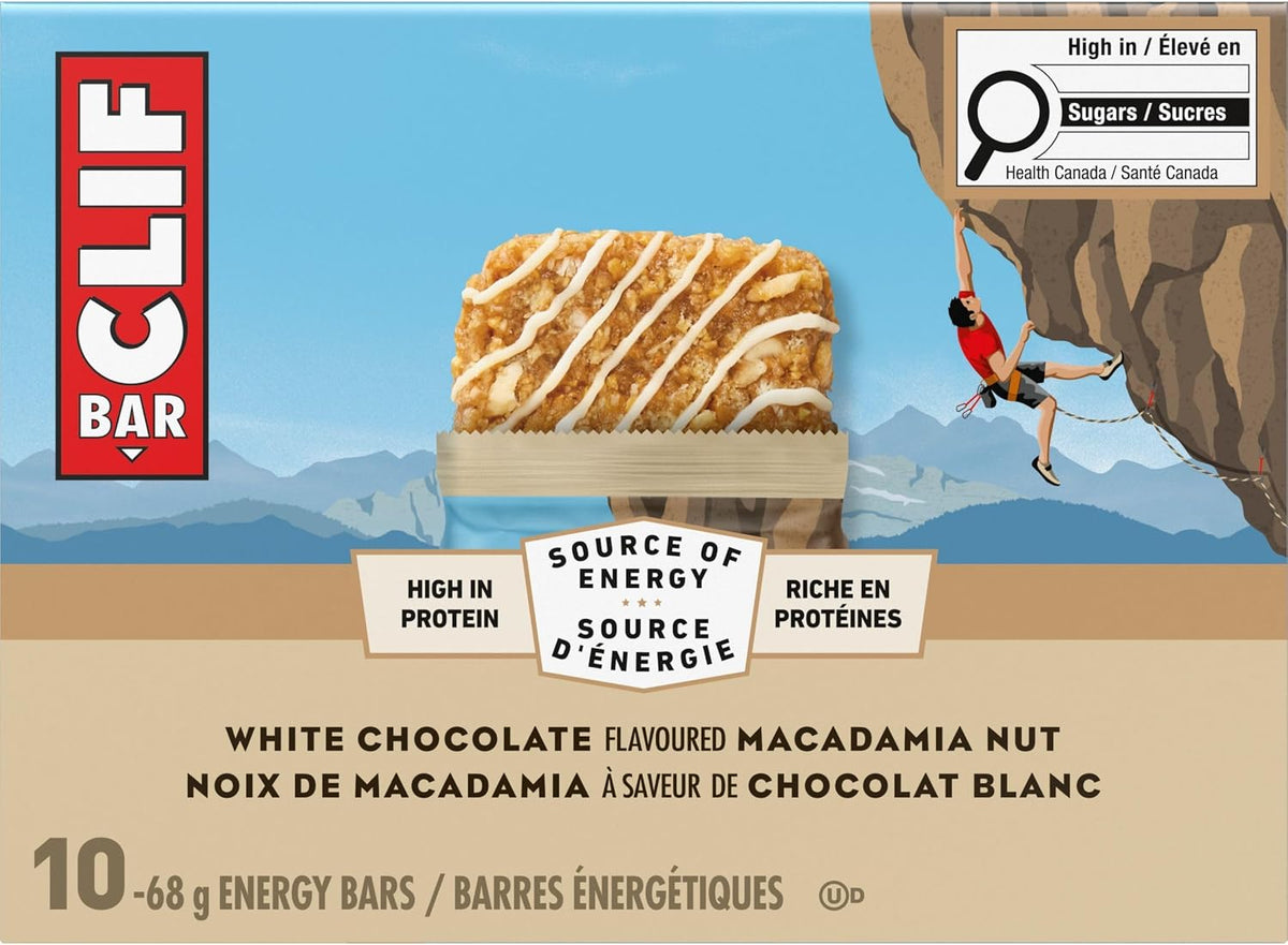 Clif Bar, Energy Bars, White Chocolate Macadamia Nut, 680 g (Pack of 10)