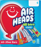 Airheads, Gravity Feed Assorted Candy - Box of 60 Individually Wrapped Bars, 15.6g per bar