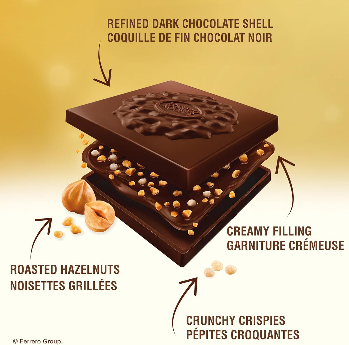 FERRERO ROCHER Assorted Hazelnut chocolate squares - 10-Piece Pack - 105 g
