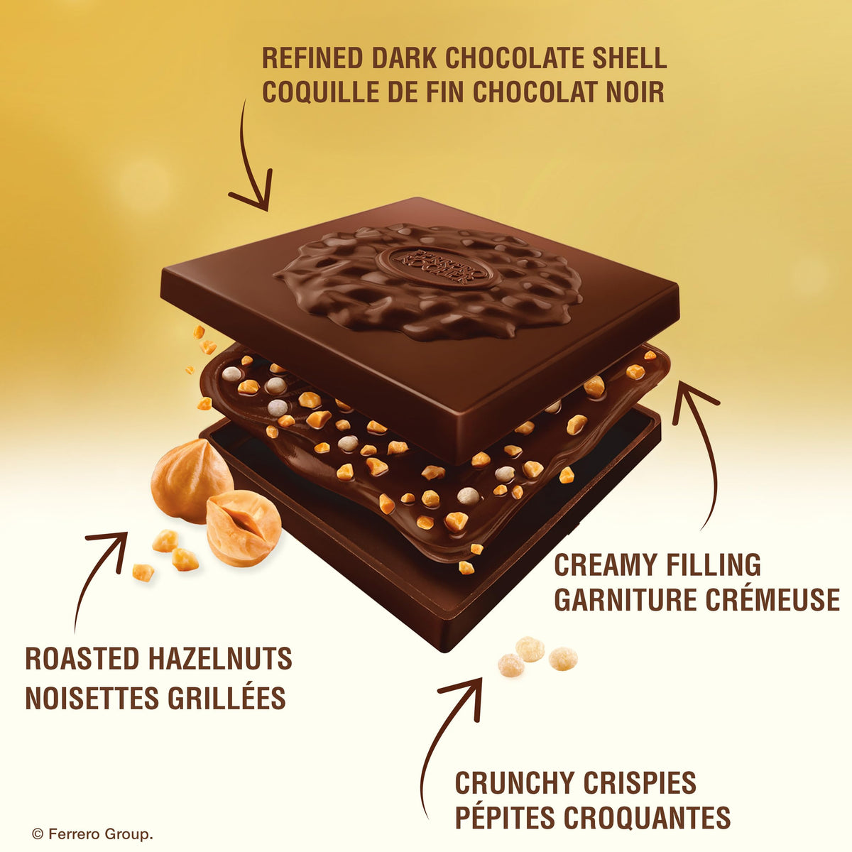 FERRERO ROCHER Assorted Hazelnut chocolate squares - 10-Piece Pack - 105 g