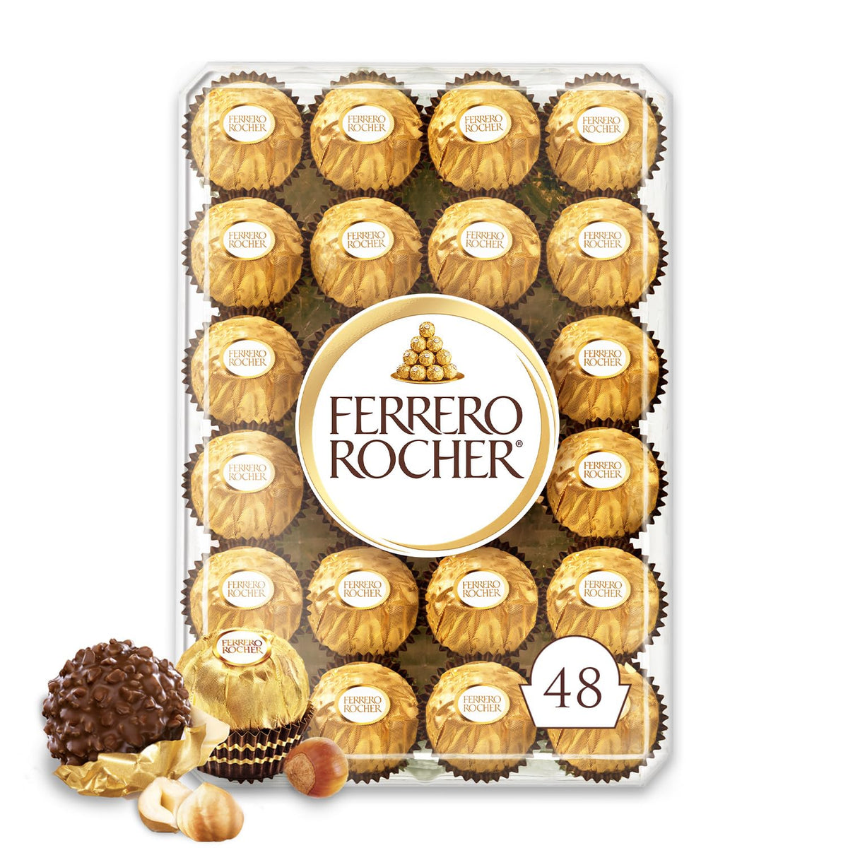 FERRERO ROCHER Fine Hazelnut Milk Chocolates - 3-Piece 37.5 g Pack x 12