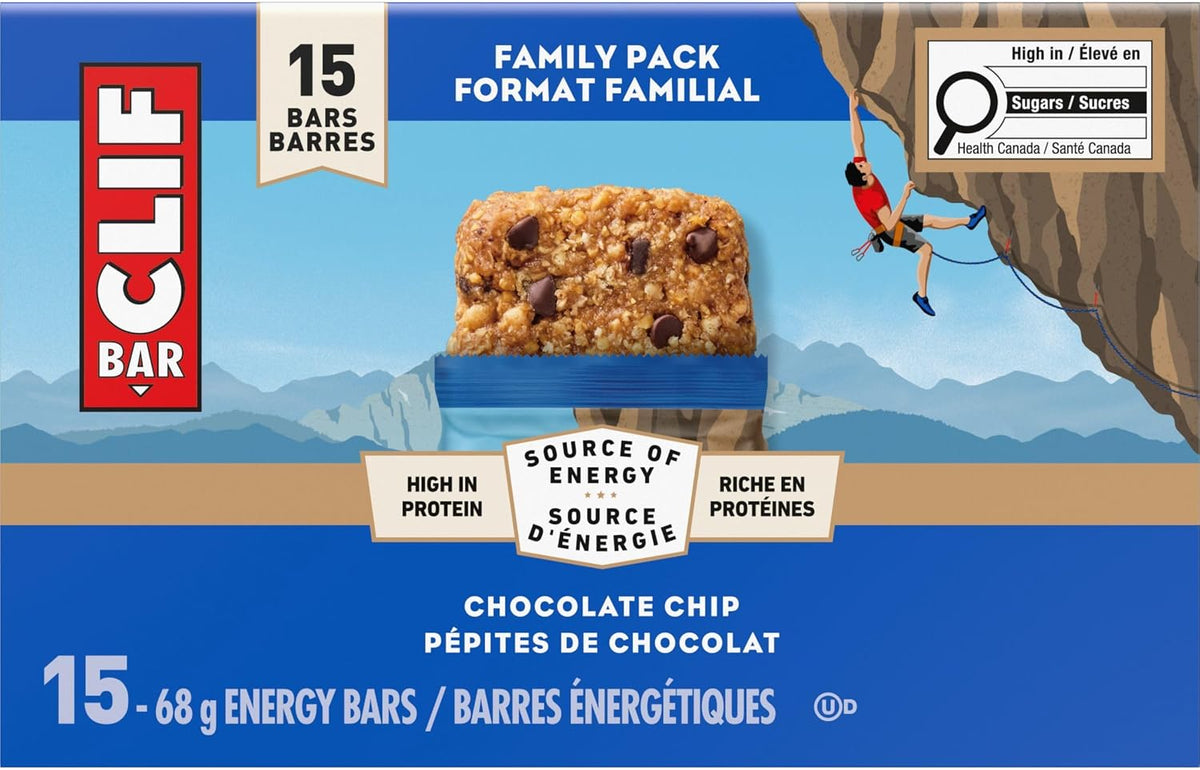 Clif Bar, Energy Bars, Chocolate Chip, High Protein, 1.02 kg (Pack of 15)