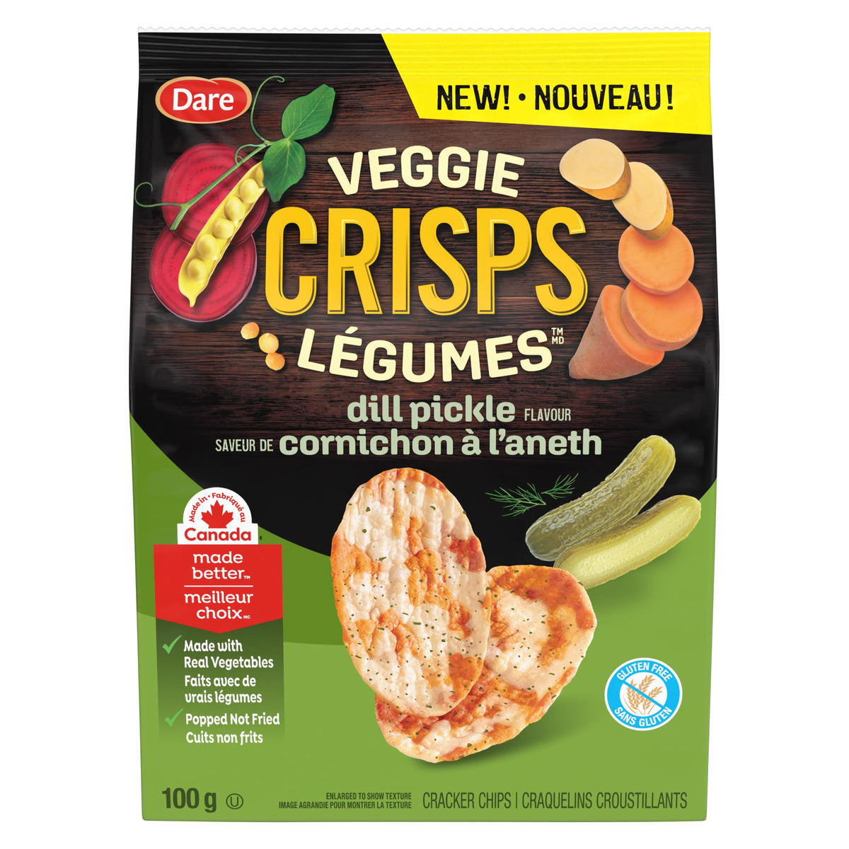 Dare Veggie Crisps Barbecue - Crunchy, Popped Snacks Made with Real Vegetables like Yellow and Green Peas, Tomatoes, and Carrots 100g Pack