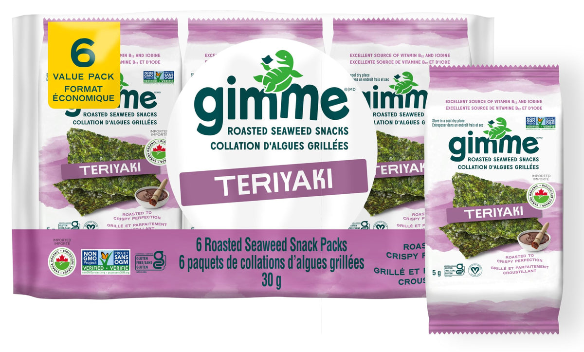 gimMe Organic Roasted Seaweed Sea Salt Favour Snacks 30g Multipack 6 x 5g