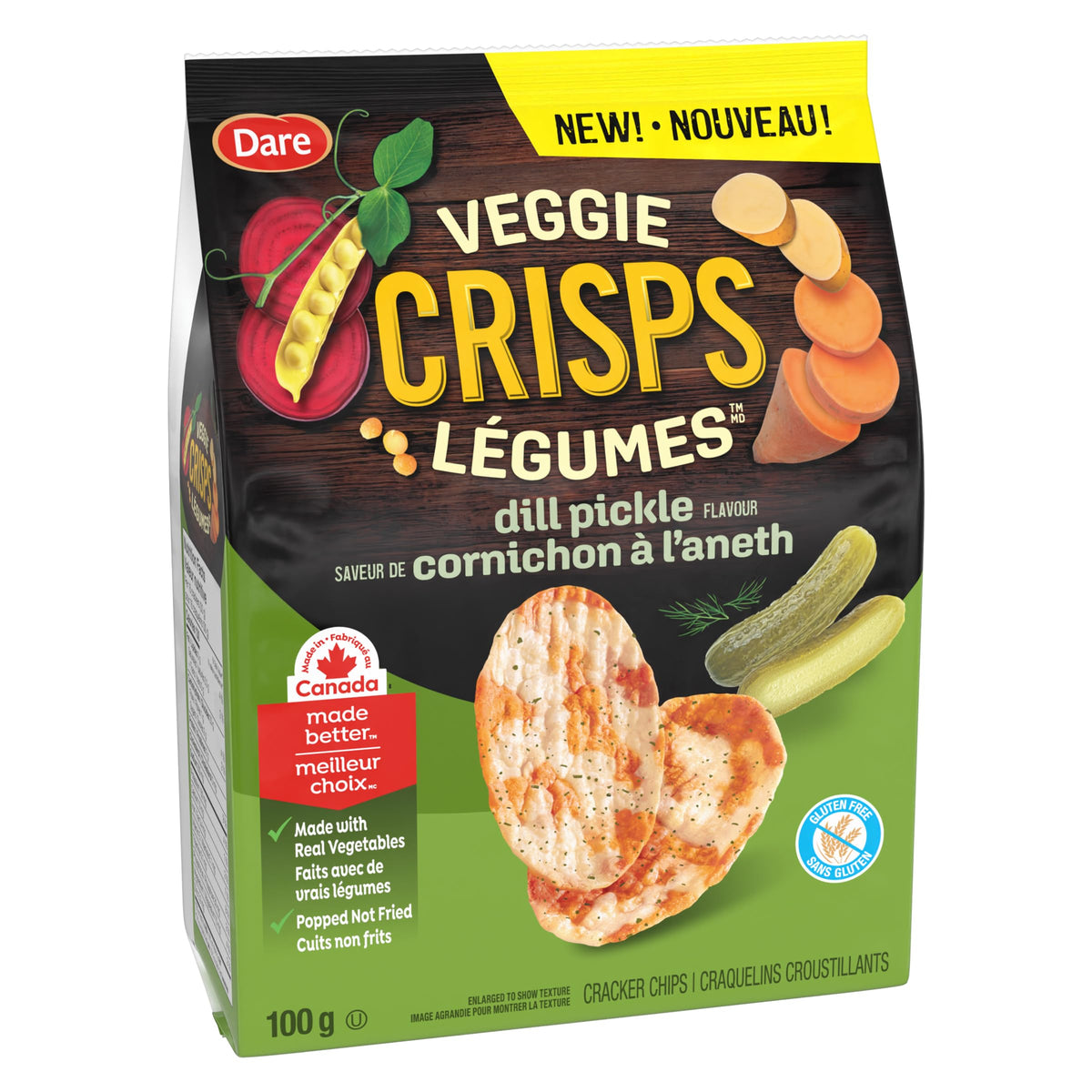 Dare Veggie Crisps Barbecue - Crunchy, Popped Snacks Made with Real Vegetables like Yellow and Green Peas, Tomatoes, and Carrots 100g Pack