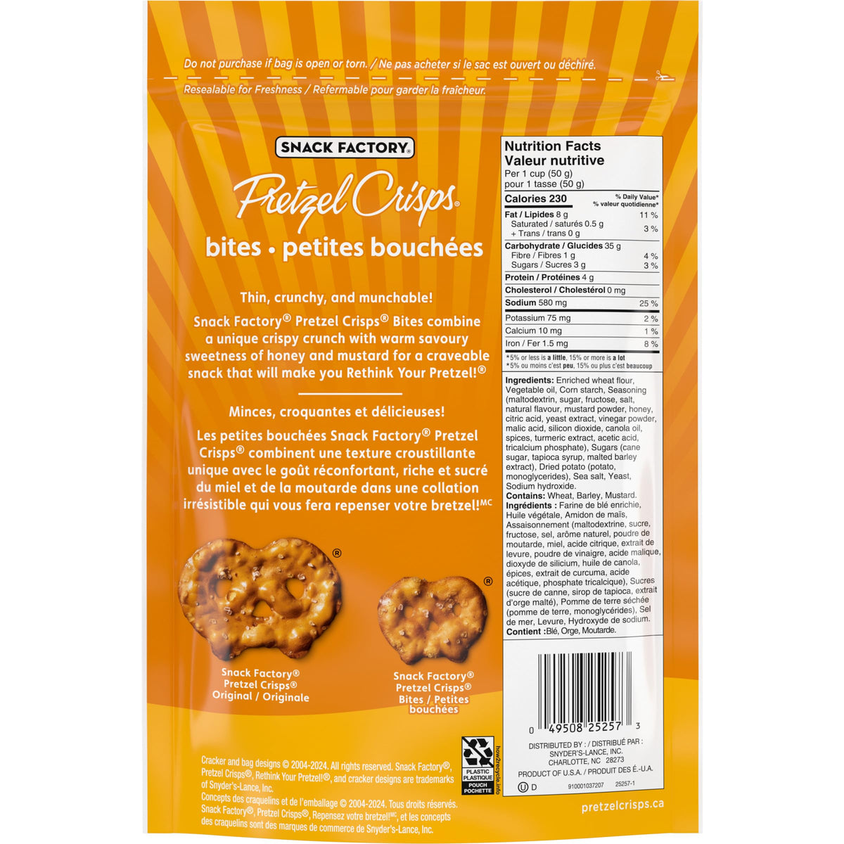 Snack Factory Pretzel Crisps - Milk Chocolate & Caramel Drizzlers 155 Grams