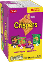 CRISPERS Variety Pack Crackers, 18 Snack Packs, 28g Each, 504g Box