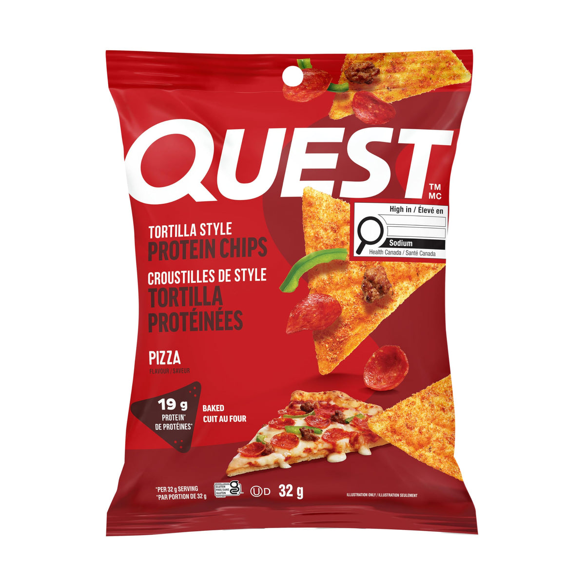 Quest Nutrition Chili Lime Flavour Tortilla Style Protein Chips, High Protein, Baked, Not Fried, Gluten Free, 1g Sugar, 4g Carbs, 8ct