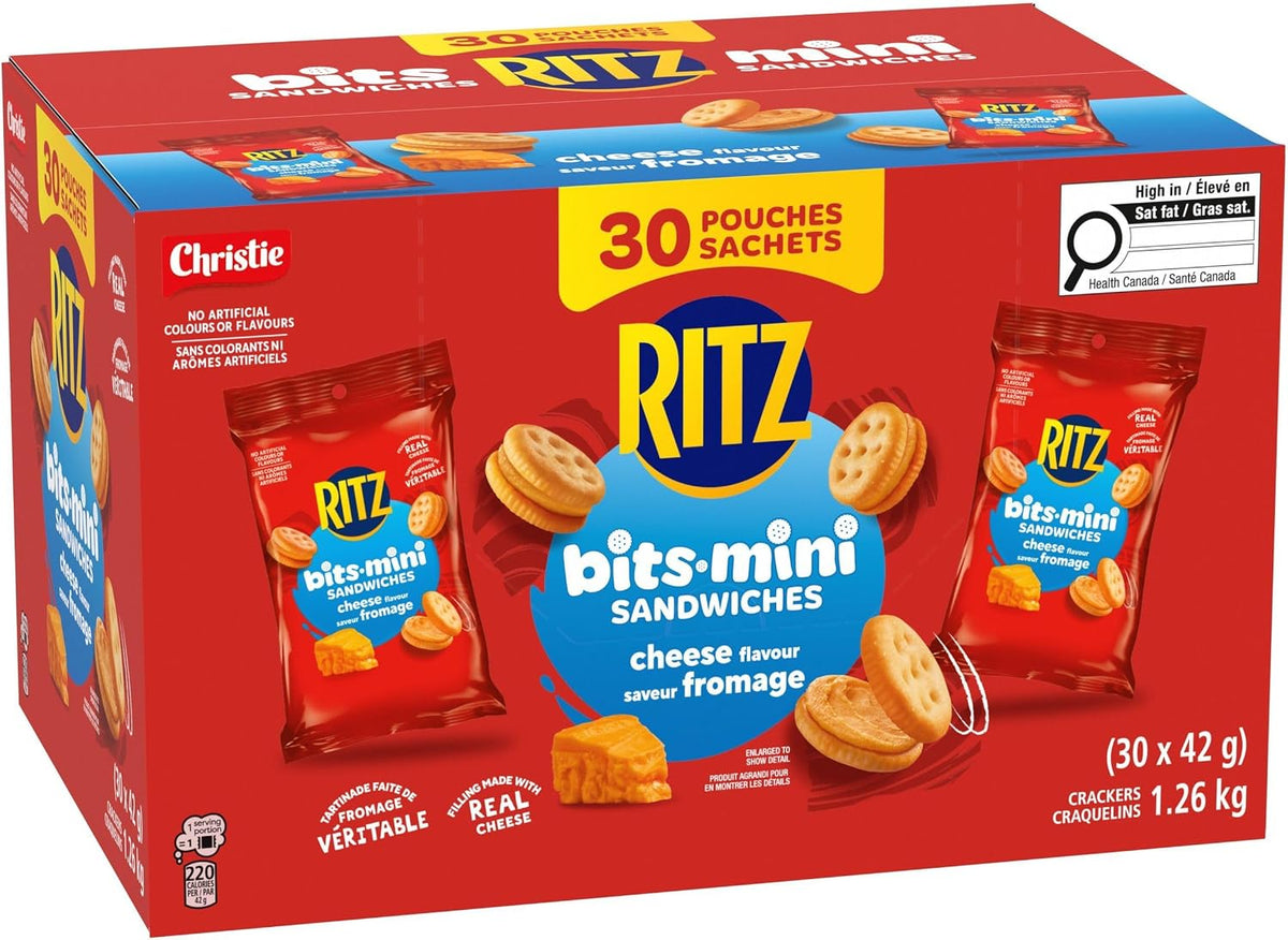 RITZ BITS Mini Cheese Flavoured Sandwich Crackers, Pack of 30