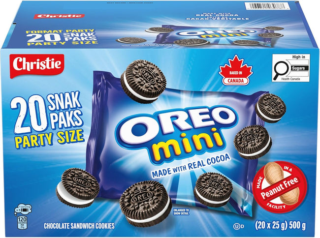 OREO Minis Chocolate Sandwich Cookies, 20 Snack Packs, 500g