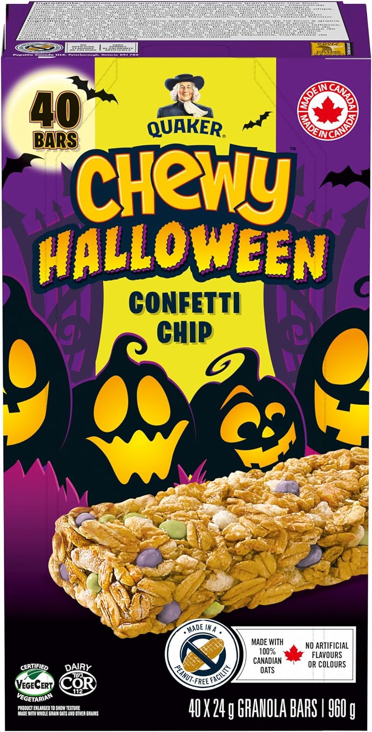 Quaker Chewy Halloween Confetti Chip Granola Bars, 40 X 24g