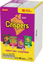 CRISPERS Variety Pack Crackers, 18 Snack Packs, 28g Each, 504g Box