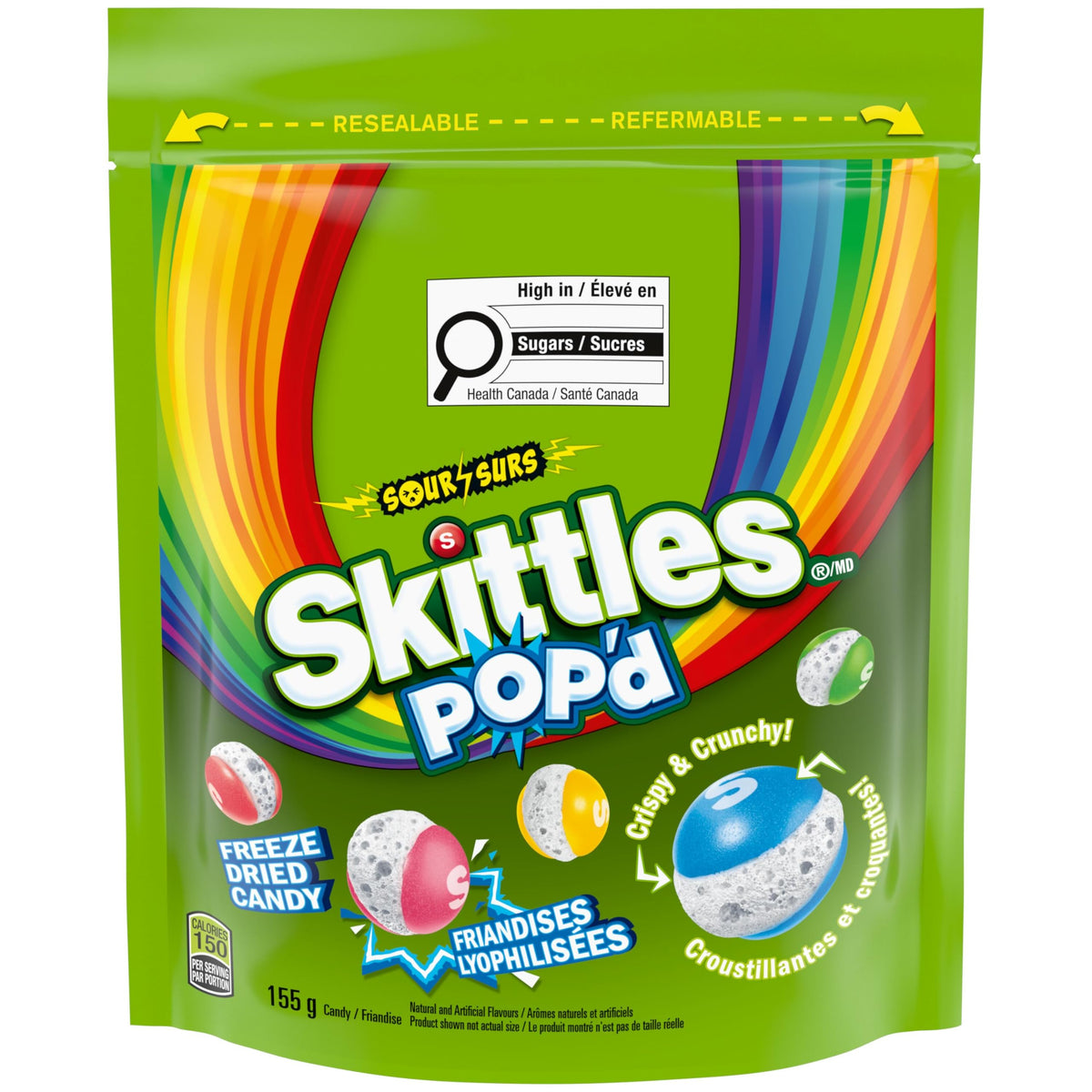 SKITTLES POP’D Original Freeze-Dried Candy, Crunchy Fruity Candy Snack for Sharing, Movie Nights & Parties, 155g
