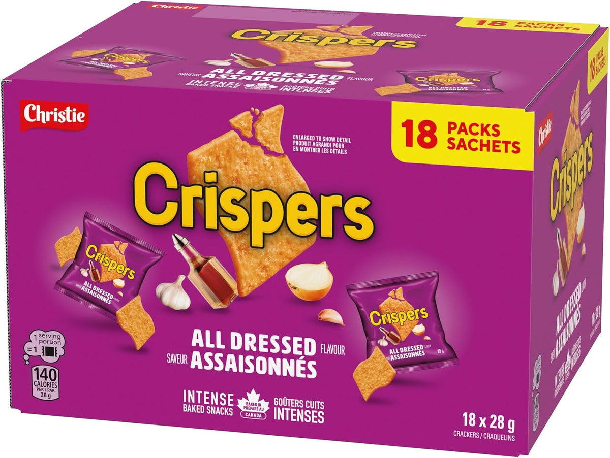 Crispers All Dressed Flavour Crackers 18 Packs 504 g (28g bags each)