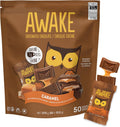 AWAKE - Caffeinated Chocolate Bites - Caramel Milk Chocolate, 50 Count - 50mg Caffeine - Individually Wrapped Energy Bites - Coffee Alternative - Fairtrade, Gluten Free, Non GMO - 0.48oz