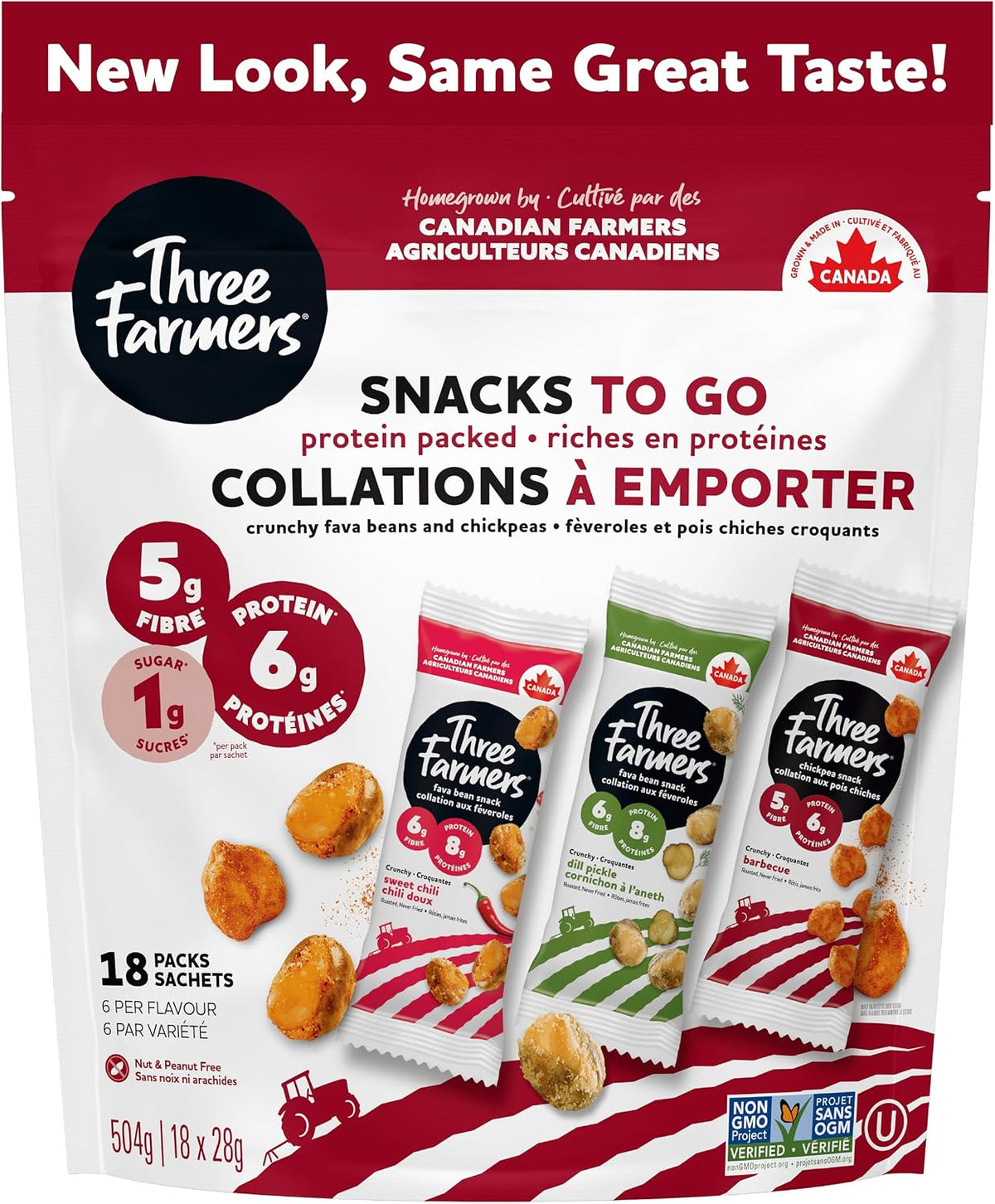 Three Farmers Healthy Variety Snack Packs, High Protein & Fibre x 18 x 28g