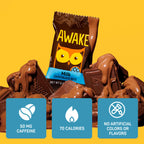 AWAKE - Caffeinated Chocolate Bites - Caramel Milk Chocolate, 50 Count - 50mg Caffeine - Individually Wrapped Energy Bites - Coffee Alternative - Fairtrade, Gluten Free, Non GMO - 0.48oz