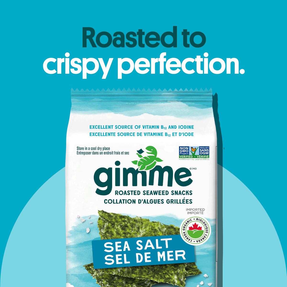 gimMe Organic Roasted Seaweed Sea Salt Favour Snacks 30g Multipack 6 x 5g