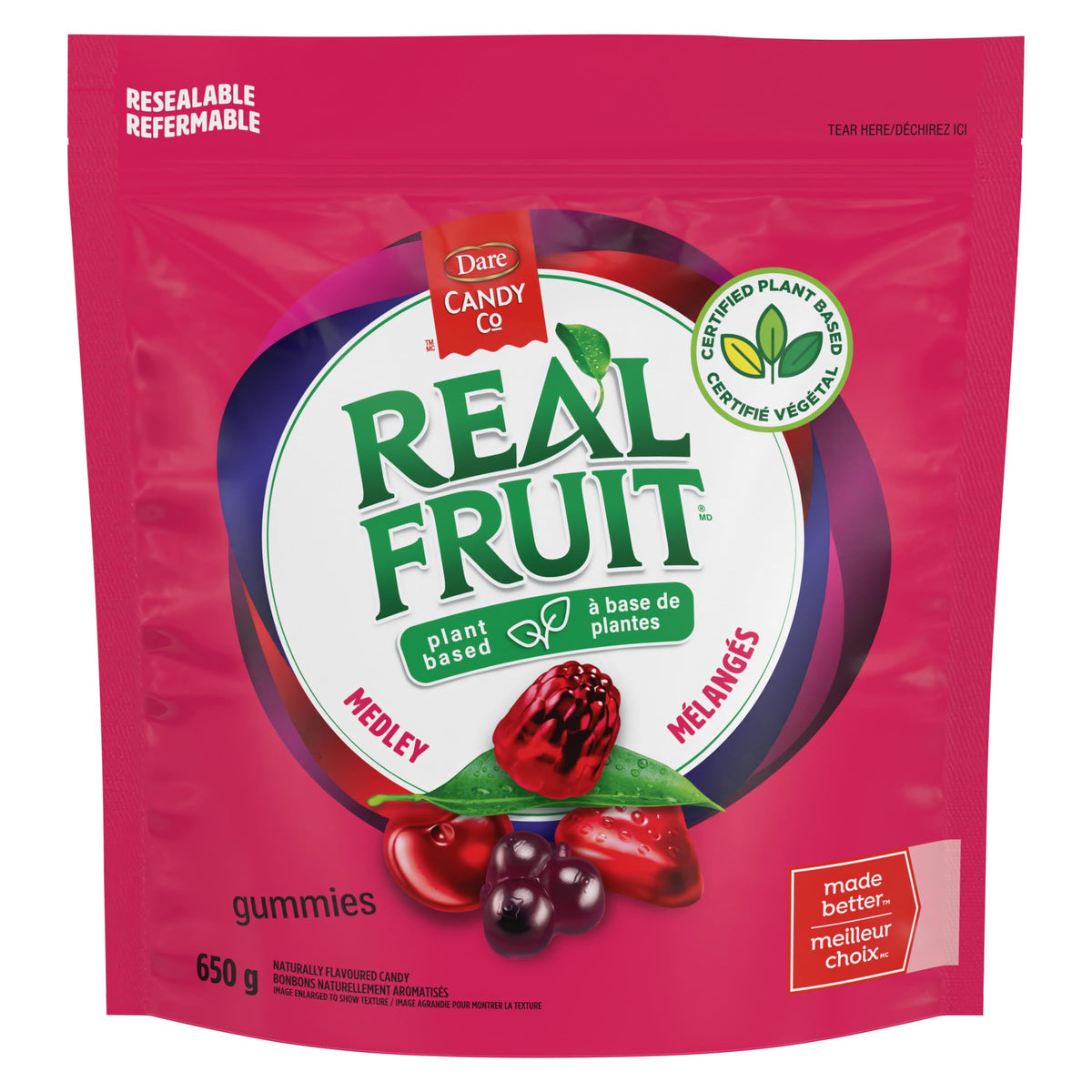 REALFRUIT Superfruits Gummy Candy - Made with Real Fruit, Vegan, Gluten & Peanut-Free Snack for Adults and Children, Proudly Canadian Company, Cranberry, Black Currant, Blueberry and Blackberry, 180g