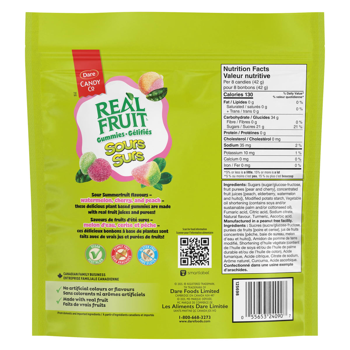 REALFRUIT Superfruits Gummy Candy - Made with Real Fruit, Vegan, Gluten & Peanut-Free Snack for Adults and Children, Proudly Canadian Company, Cranberry, Black Currant, Blueberry and Blackberry, 180g