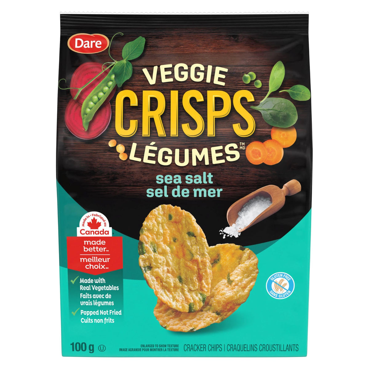 Dare Veggie Crisps Barbecue - Crunchy, Popped Snacks Made with Real Vegetables like Yellow and Green Peas, Tomatoes, and Carrots 100g Pack