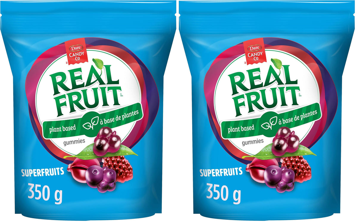REALFRUIT Superfruits Gummy Candy - Made with Real Fruit, Vegan, Gluten & Peanut-Free Snack for Adults and Children, Proudly Canadian Company, Cranberry, Black Currant, Blueberry and Blackberry, 180g