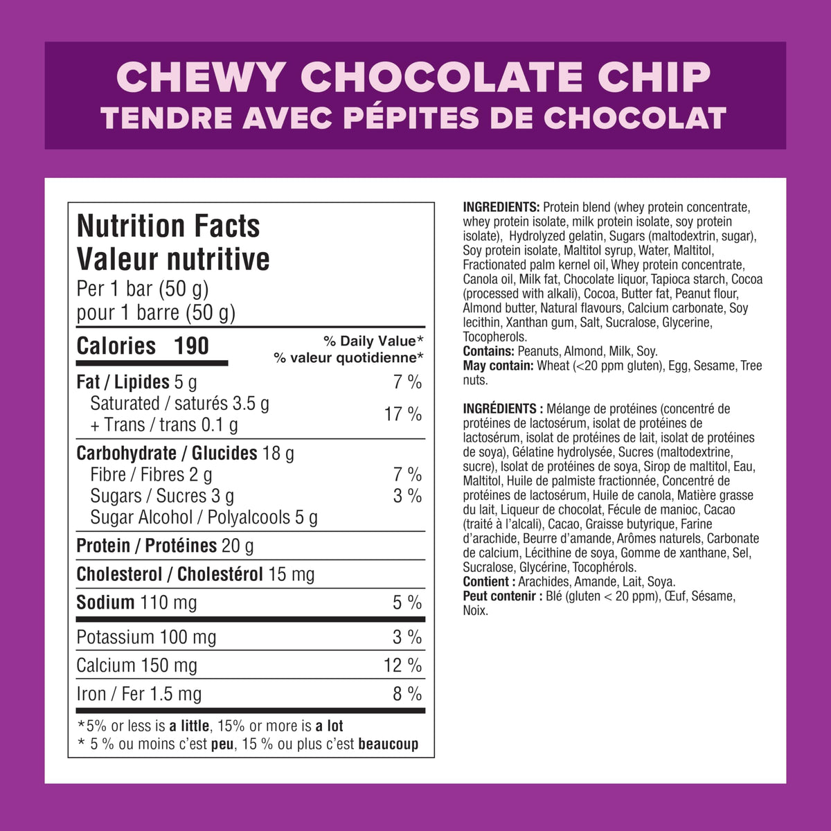 Pure Protein Bars - Nutritious, Gluten Free bar, made with Whey protein blend - low sugar, protein snack. Deliciously satisfying. Made in Canada, Chocolate Peanut Caramel (Pack of 6)