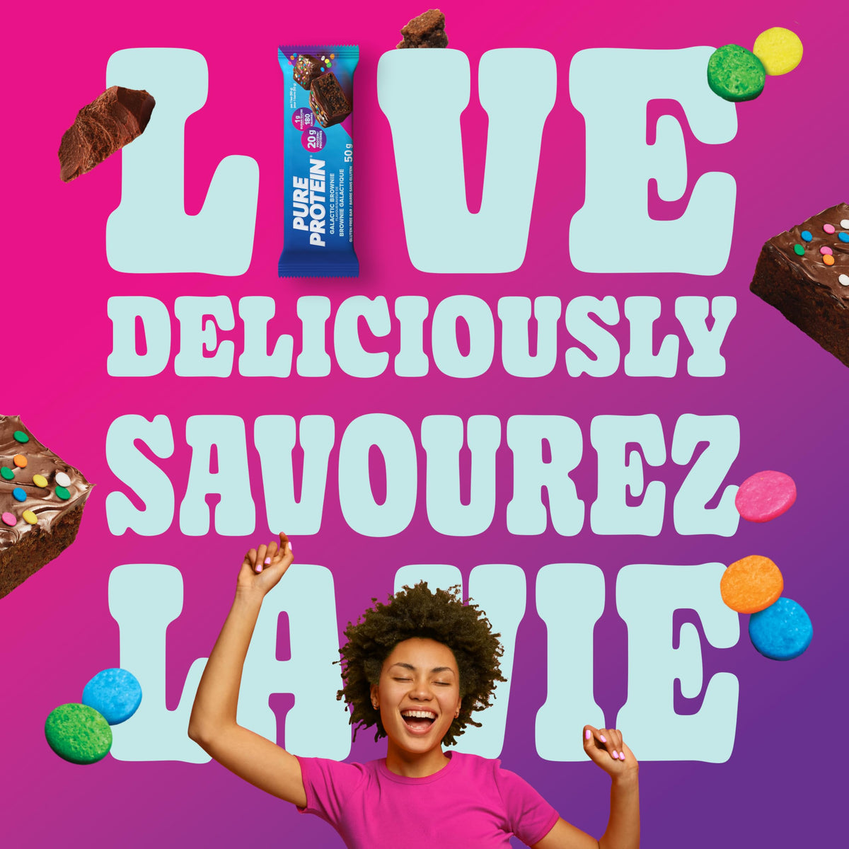 Pure Protein Bars - Nutritious, Gluten Free bar, made with Whey protein blend - low sugar, protein snack. Deliciously satisfying. Made in Canada, Chocolate Peanut Caramel (Pack of 6)