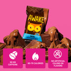 AWAKE - Caffeinated Chocolate Bites - Caramel Milk Chocolate, 50 Count - 50mg Caffeine - Individually Wrapped Energy Bites - Coffee Alternative - Fairtrade, Gluten Free, Non GMO - 0.48oz