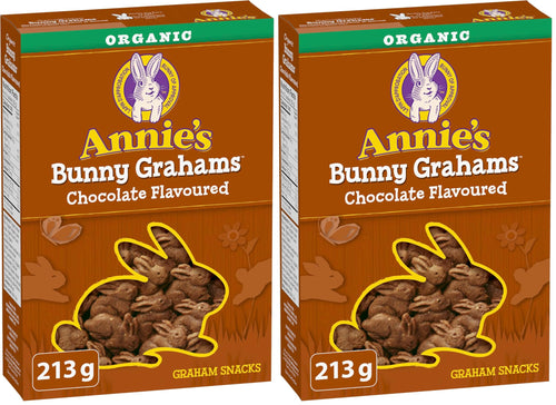 ANNIE'S Chocolate Graham Cookies Snacks, Organic, No Artificial Flavours, No Synthetic Colours, 213 Grams Package of Bunny Shaped Cookies, Chocolate