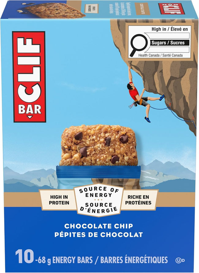 Clif Bar, Energy Bars, Chocolate Chip, High in Protein, 680 g (Pack of 10)