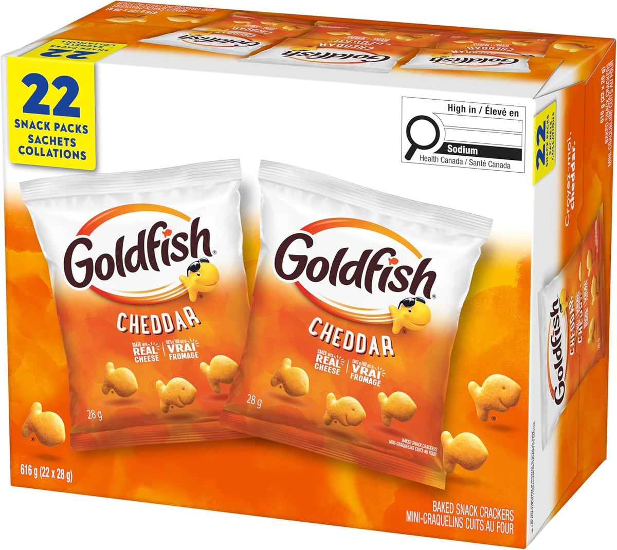 Pepperidge Farm Goldfish Cheddar Crackers, 22 Snack Packs, 28g/1 oz. Each {Imported from Canada}