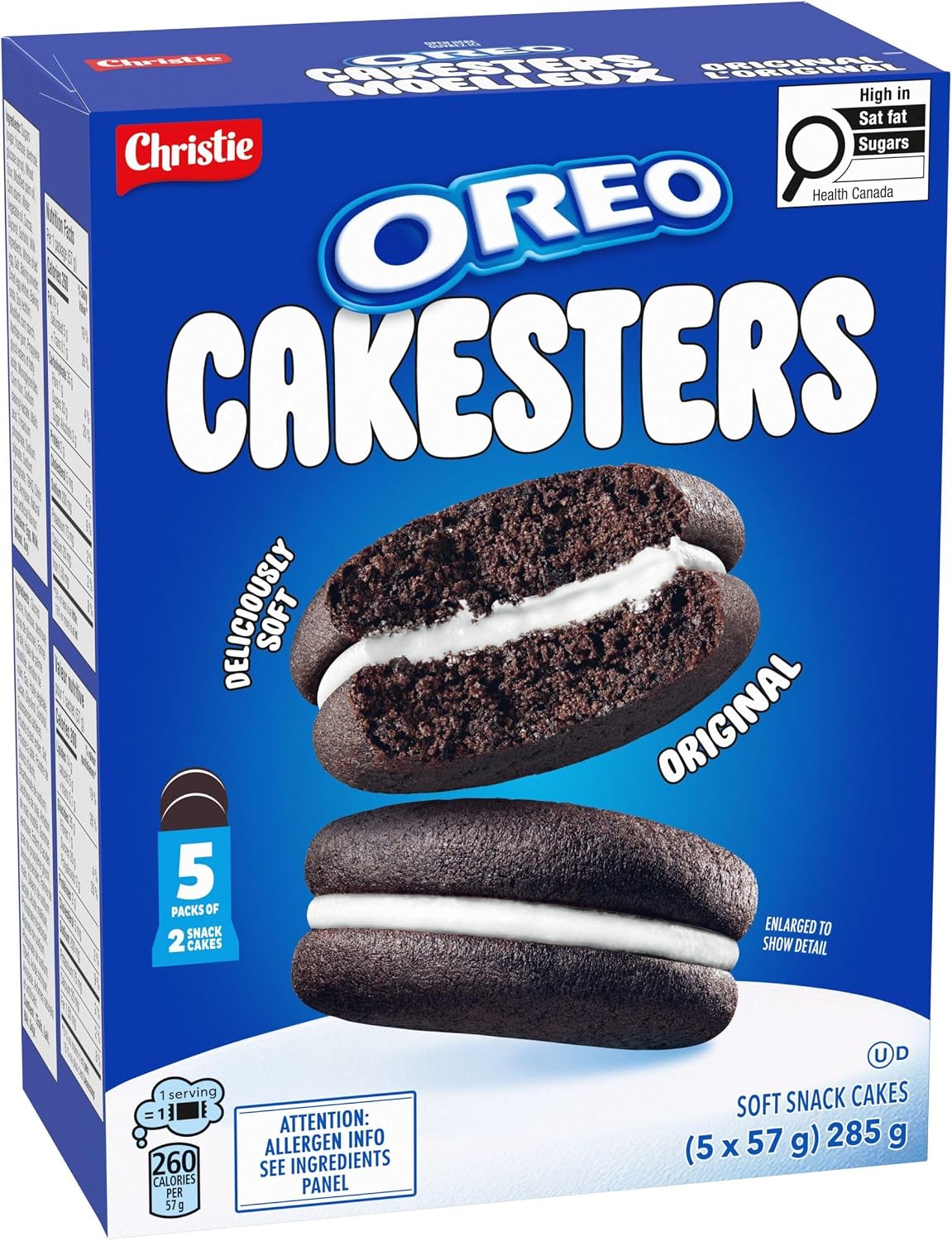 Oreo, Cakesters Soft Snack Cakes, Original, 285g (Pack of 5, 57g each)