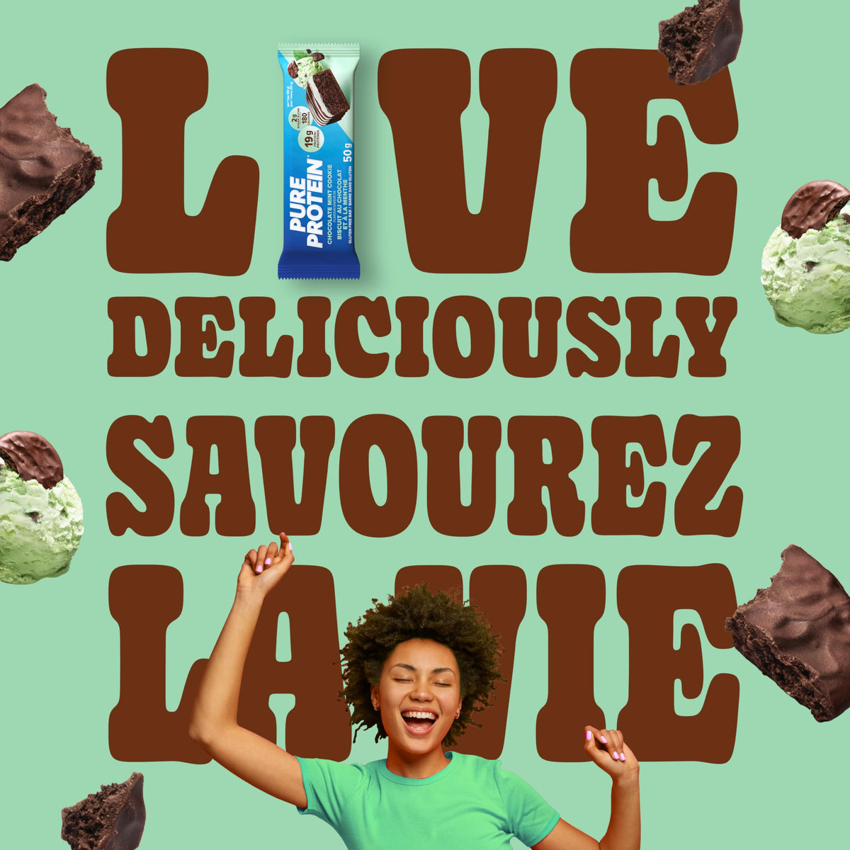 Pure Protein Bars - Nutritious, Gluten Free bar, made with Whey protein blend - low sugar, protein snack. Deliciously satisfying. Made in Canada, Chocolate Peanut Caramel (Pack of 6)