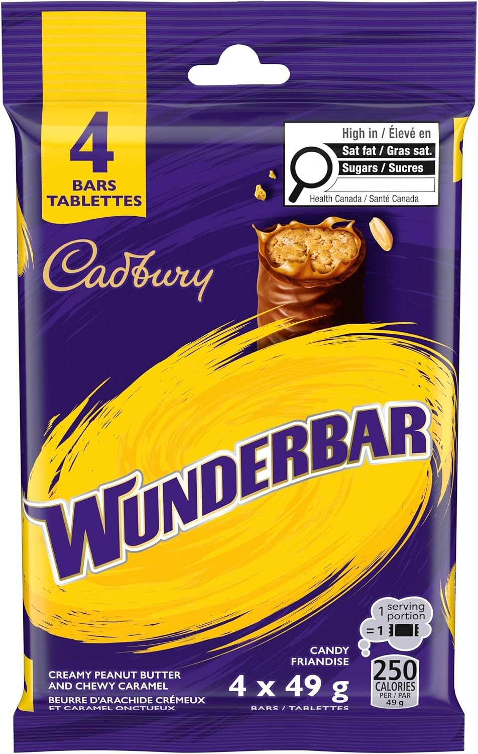 Cadbury Wunderbar Chocolatey Candy Bars Multipack 4 Pack, 196g