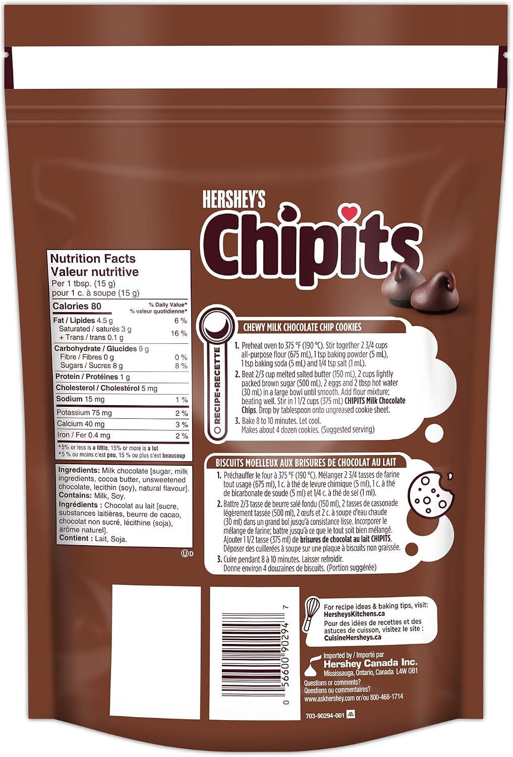 CHIPITS Chocolate Chips for Baking, Baking Ingredients, Baking Chocolate, Milk Chocolate, 835 grams