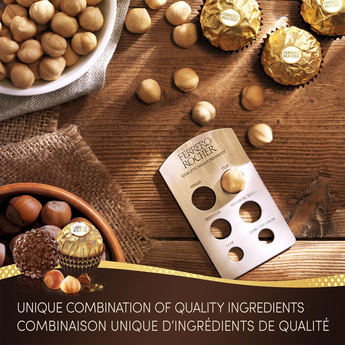 FERRERO ROCHER Fine Hazelnut Milk Chocolates - 3-Piece 37.5 g Pack x 12