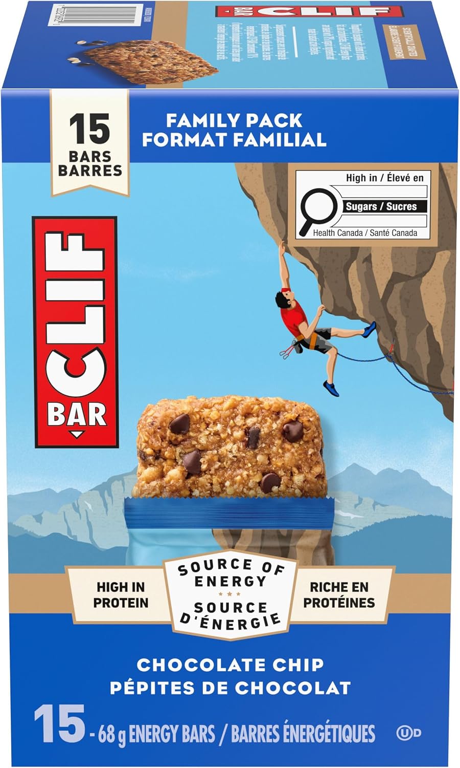 Clif Bar, Energy Bars, Chocolate Chip, High Protein, 1.02 kg (Pack of 15)