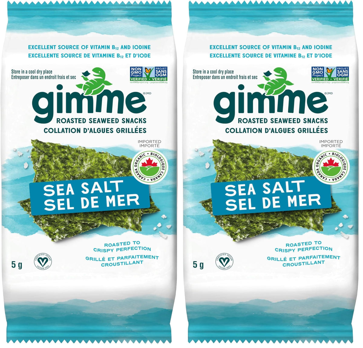 gimMe Organic Roasted Seaweed Sea Salt Favour Snacks 30g Multipack 6 x 5g