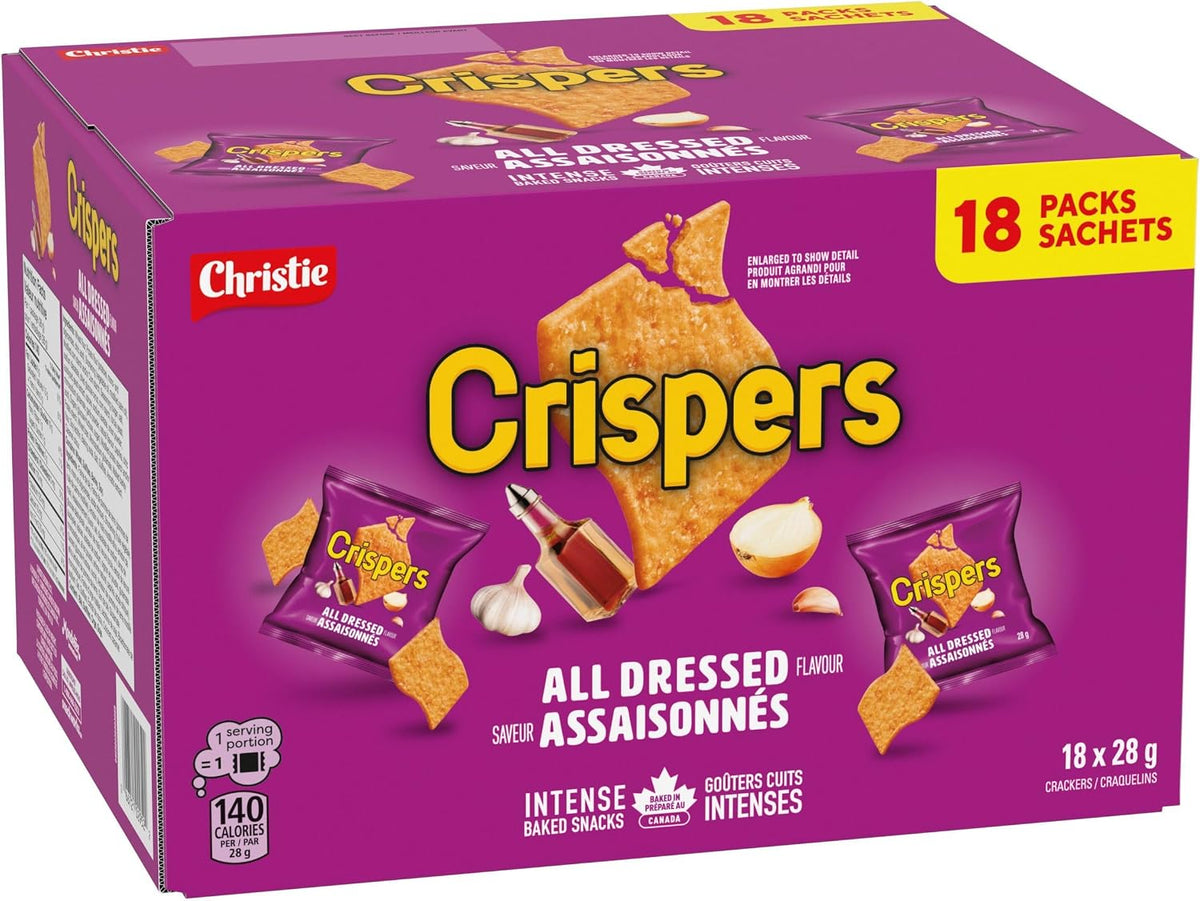 Crispers All Dressed Flavour Crackers 18 Packs 504 g (28g bags each)