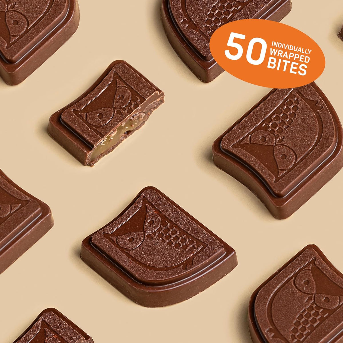 AWAKE - Caffeinated Chocolate Bites - Caramel Milk Chocolate, 50 Count - 50mg Caffeine - Individually Wrapped Energy Bites - Coffee Alternative - Fairtrade, Gluten Free, Non GMO - 0.48oz