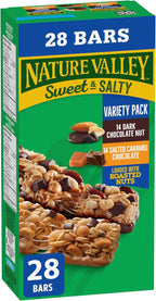 NATURE VALLEY - VALUE PACK - Dark Chocolate Nut and Salted Caramel Chocolate Chewy Nut Sweet and Salty Granola Bars Variety Pack, Pack of 28 Bars, 980 grams, Snack Bars, Made with Whole Grains