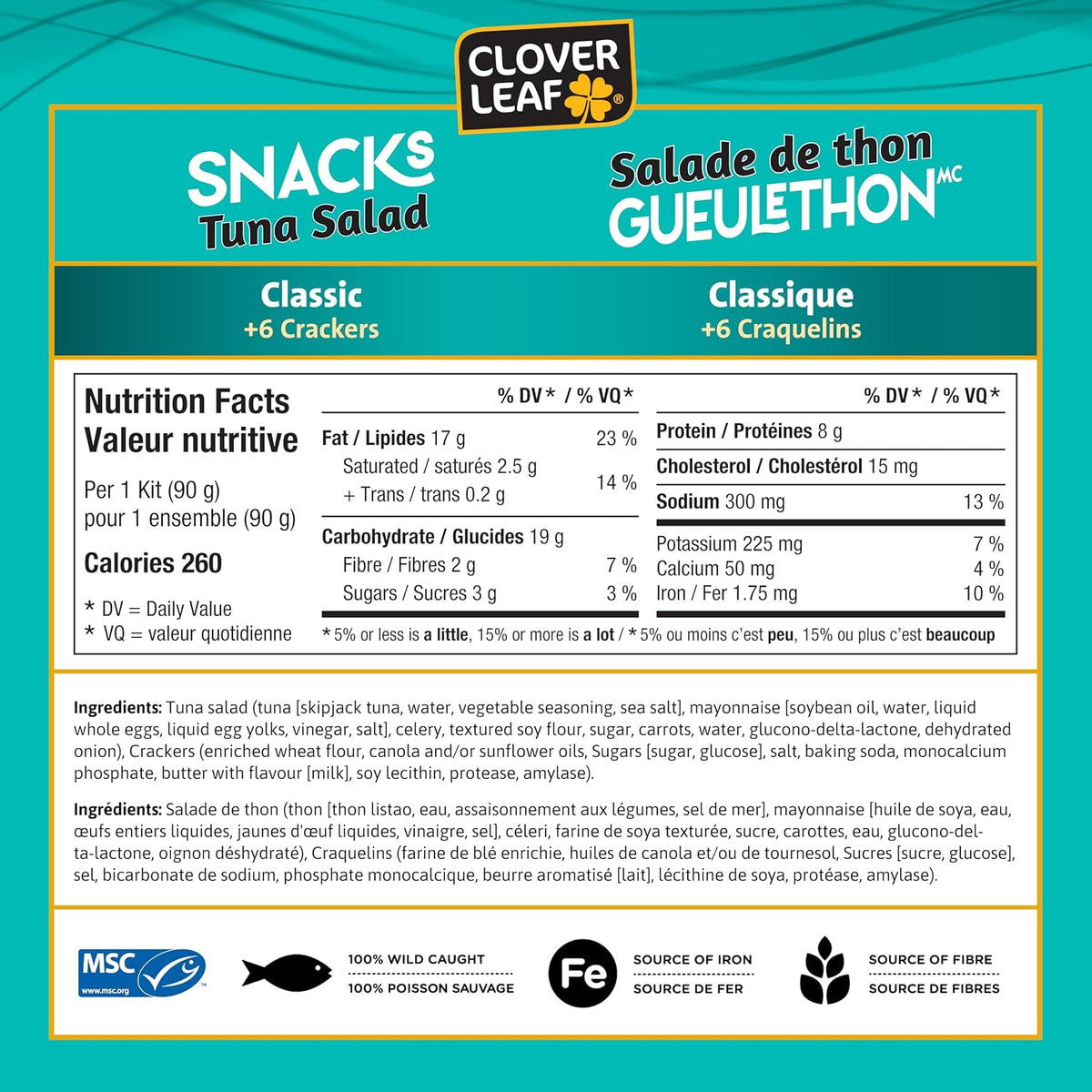 Clover Leaf Classic Tuna Salad Snack Kit, 90g, 12 Count