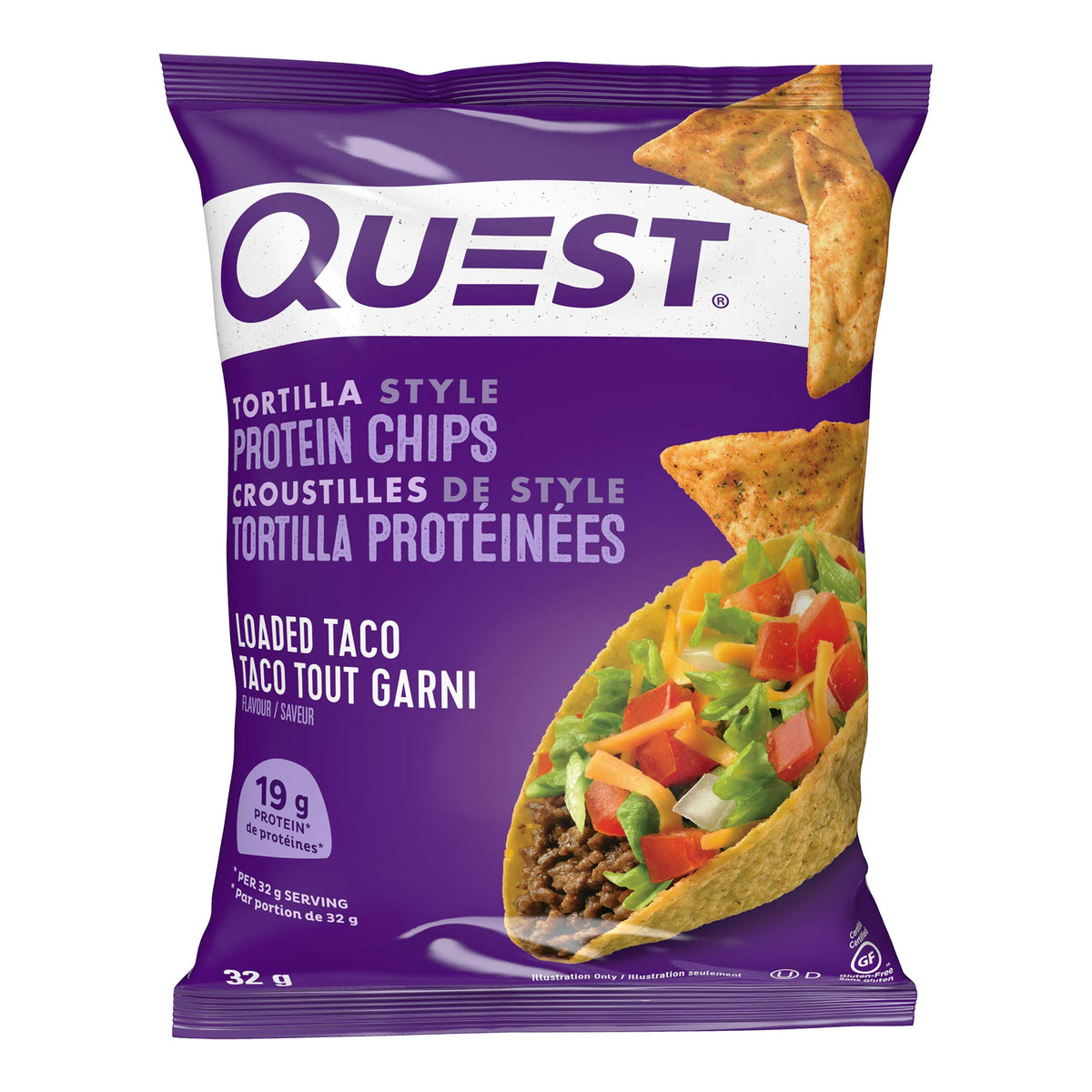 Quest Nutrition Chili Lime Flavour Tortilla Style Protein Chips, High Protein, Baked, Not Fried, Gluten Free, 1g Sugar, 4g Carbs, 8ct